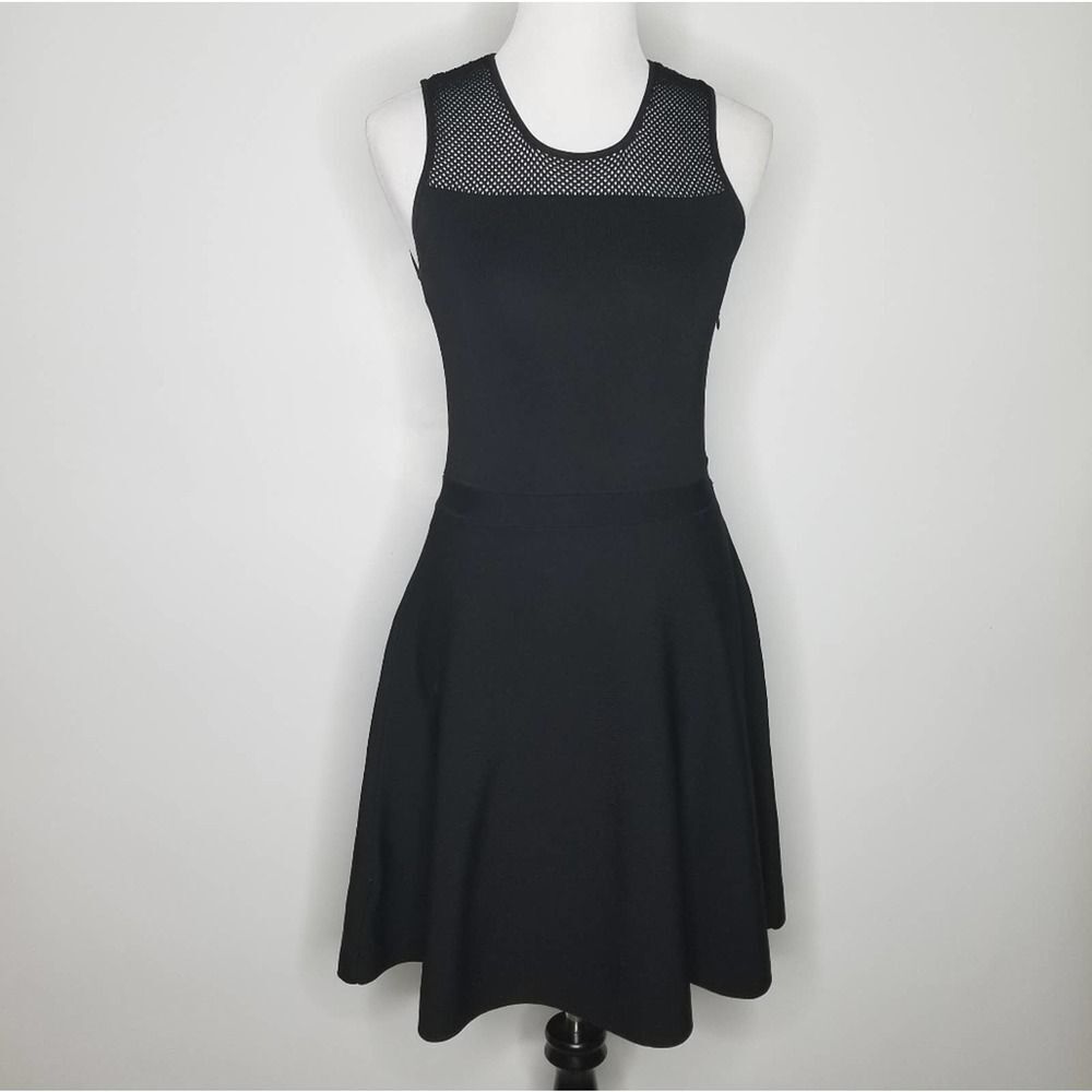 Ann Taylor Black Eyelet Lace Dress Sleeveless Fit and Flare Size XS